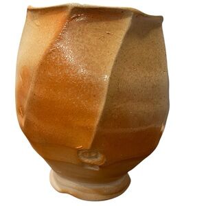 Handcrafted Ceramic Vase Cup Artist Davie Reneau Pottery Wood-Fired Faceted